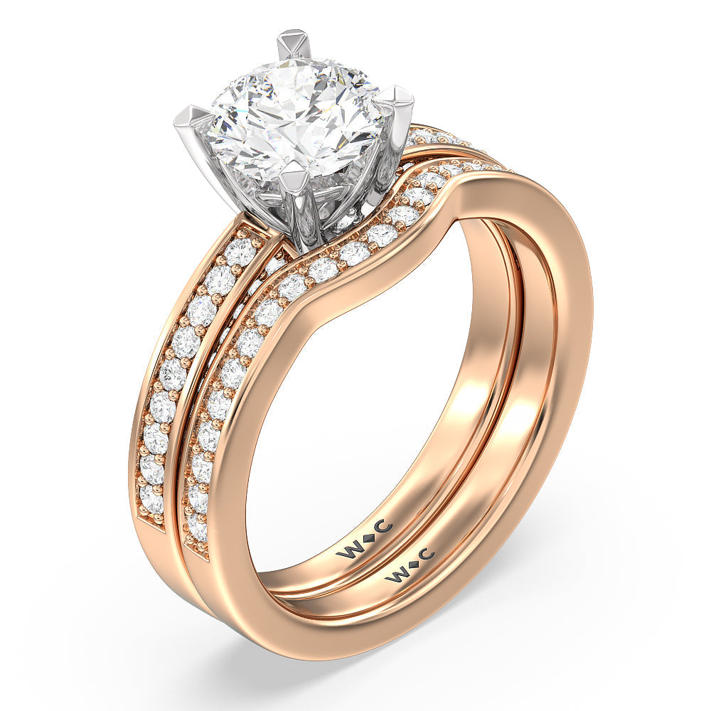 Oval Cut Grand Pave Peekaboo Diamond Engagement Ring with Lab Grown Diamond in 14KT White & Rose Gold view 4

