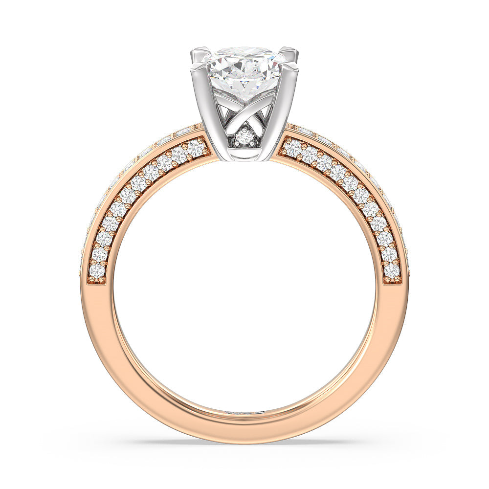 Oval Cut Grand Pave Peekaboo Diamond Engagement Ring with Lab Grown Diamond in 14KT White & Rose Gold view 2
