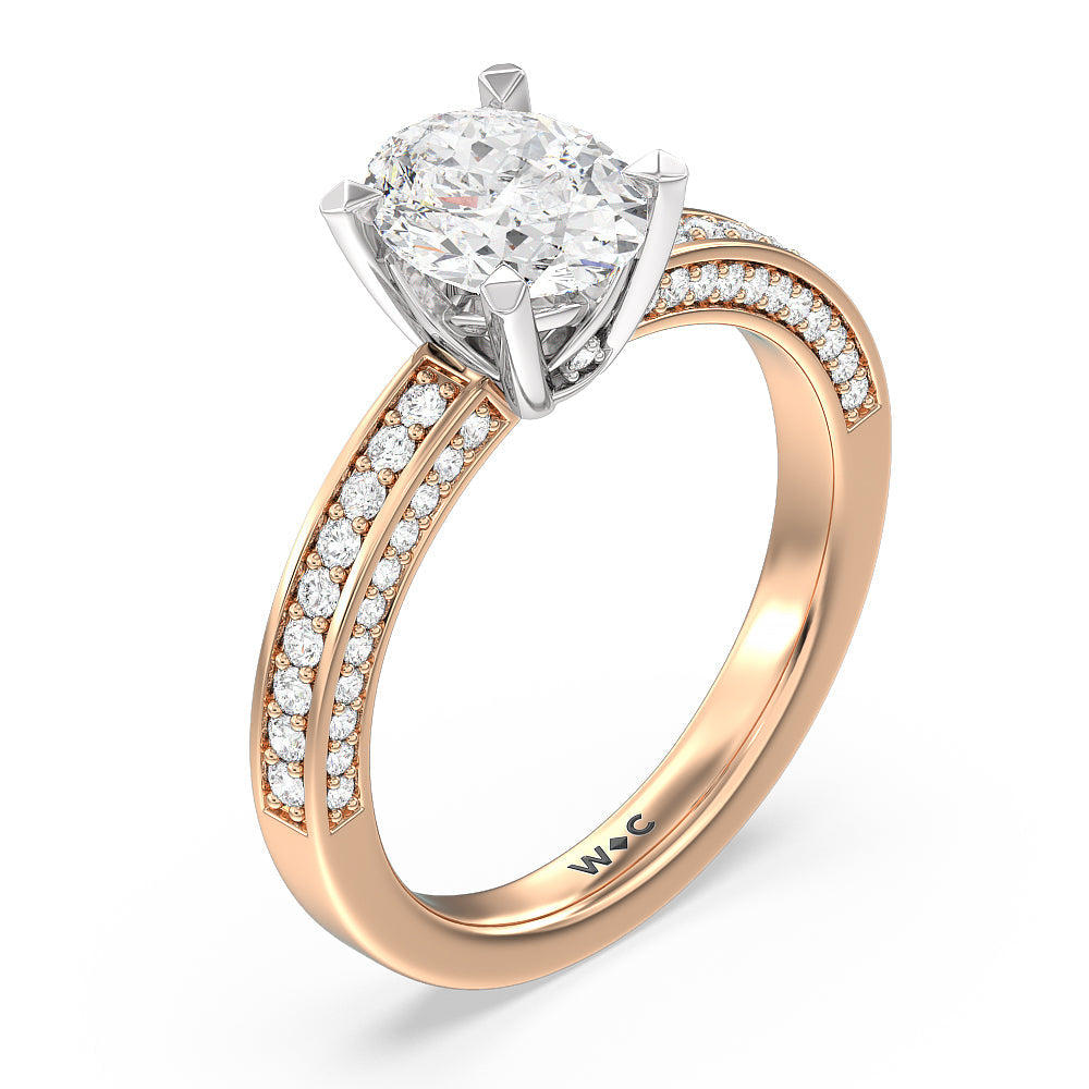 Oval Cut Grand Pave Peekaboo Diamond Engagement Ring with Lab Grown Diamond in 14KT White & Rose Gold view 3

