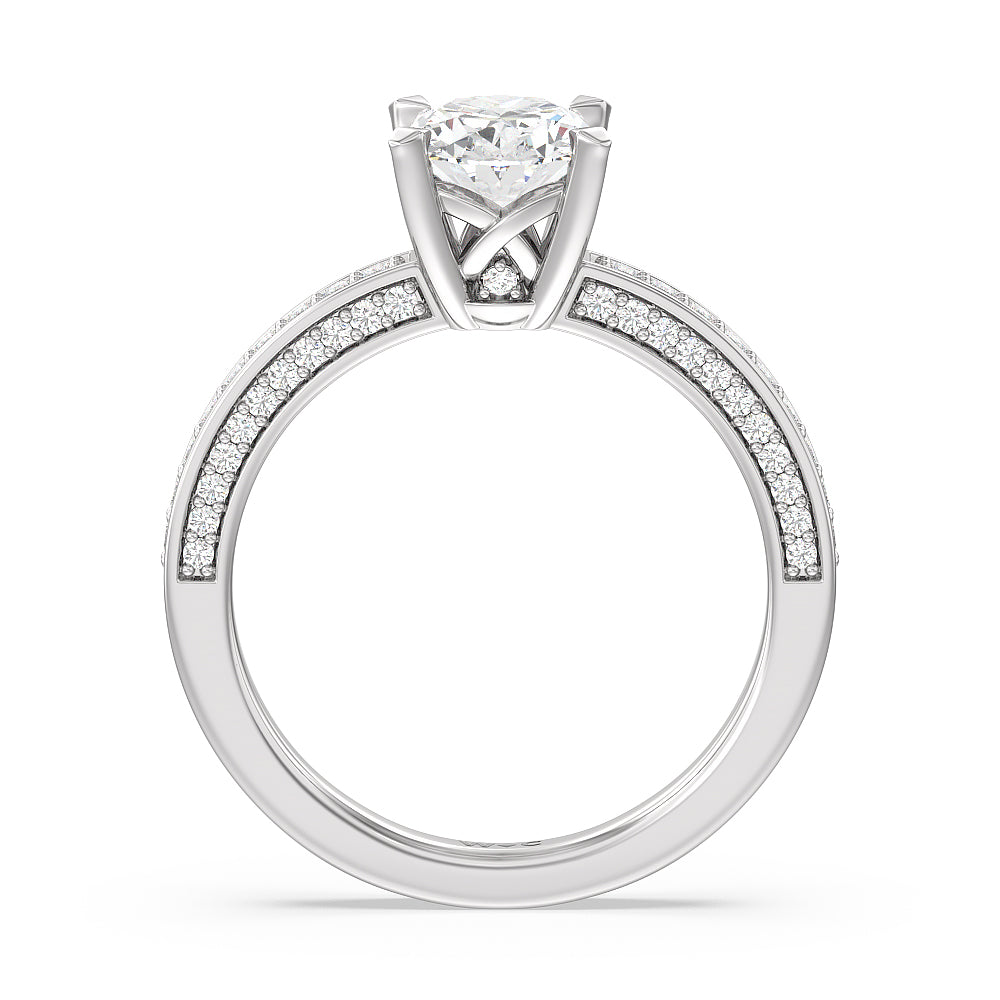 Oval Cut Grand Pave Peekaboo Diamond Engagement Ring with Lab Grown Diamond in 14KT Platinum view 2
