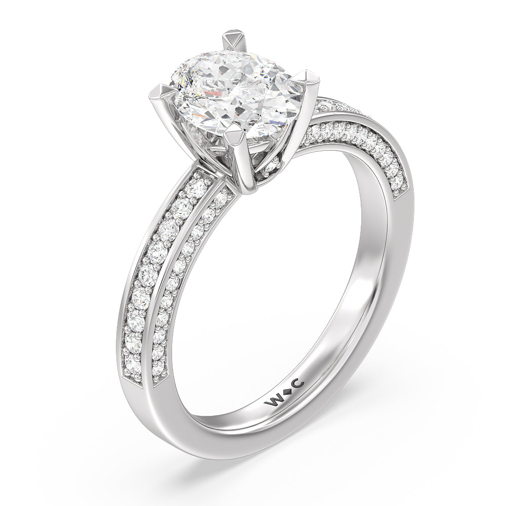 Oval Cut Grand Pave Peekaboo Diamond Engagement Ring with Lab Grown Diamond in 14KT Platinum view 3

