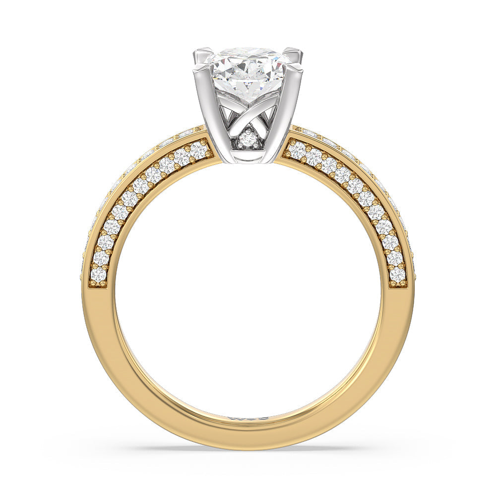 Oval Cut Grand Pave Peekaboo Diamond Engagement Ring with Lab Grown Diamond in 14KT White & Yellow Gold view 2
