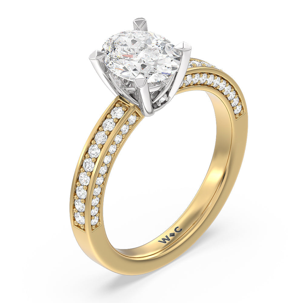 Oval Cut Grand Pave Peekaboo Diamond Engagement Ring with Lab Grown Diamond in 14KT White & Yellow Gold view 3
