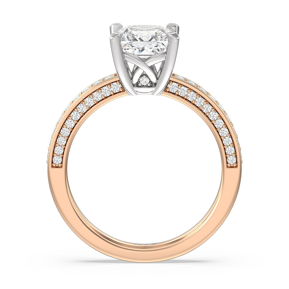 Princess Cut Grand Pave Peekaboo Diamond Engagement Ring with Lab Grown Diamond in 14KT White & Rose Gold view 2
