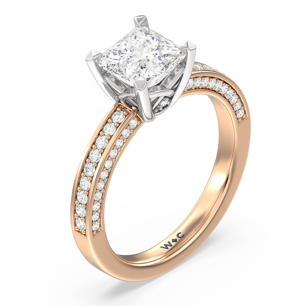 Princess Cut Grand Pave Peekaboo Diamond Engagement Ring with Lab Grown Diamond in 14KT White & Rose Gold view 3
