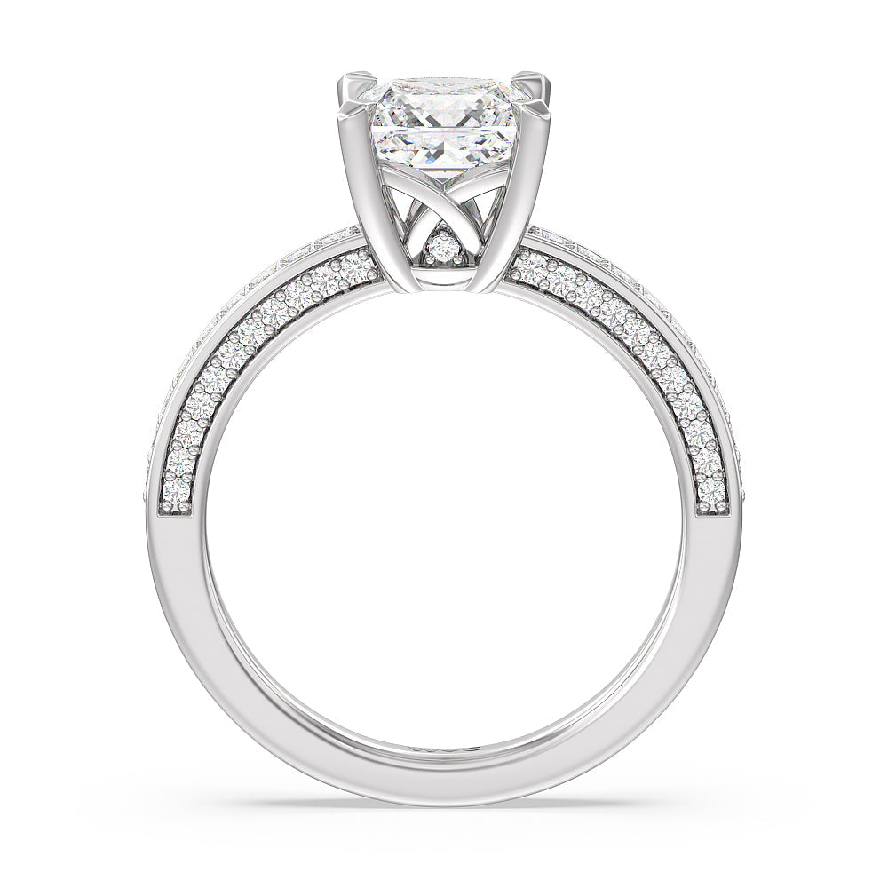 Princess Cut Grand Pave Peekaboo Diamond Engagement Ring with Lab Grown Diamond in 14KT Platinum view 2
