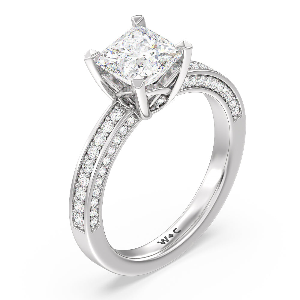 Princess Cut Grand Pave Peekaboo Diamond Engagement Ring with Lab Grown Diamond in 14KT Platinum view 3
