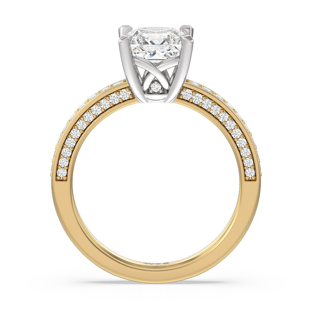 Princess Cut Grand Pave Peekaboo Diamond Engagement Ring with Lab Grown Diamond in 14KT White & Yellow Gold view 2
