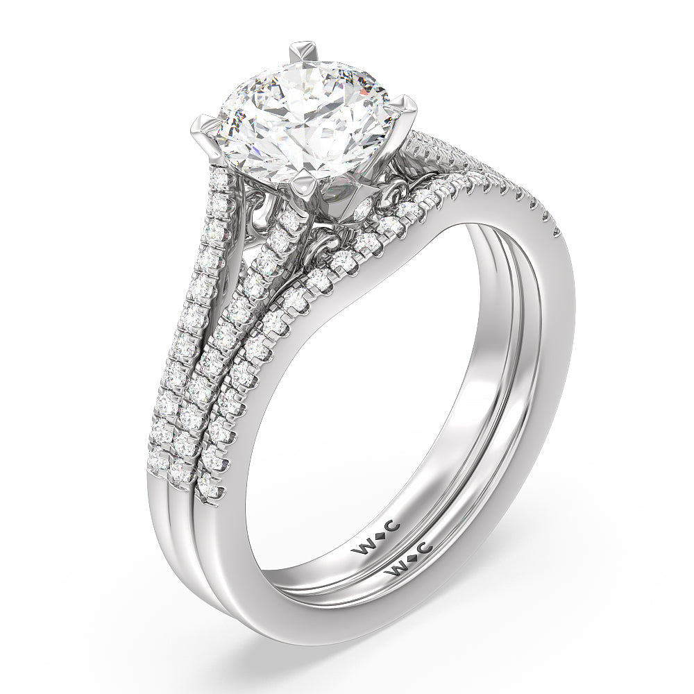 Princess Cut Split Shank Hidden Accent Engagement Ring with Lab Grown Diamond in 14KT Platinum view 4
