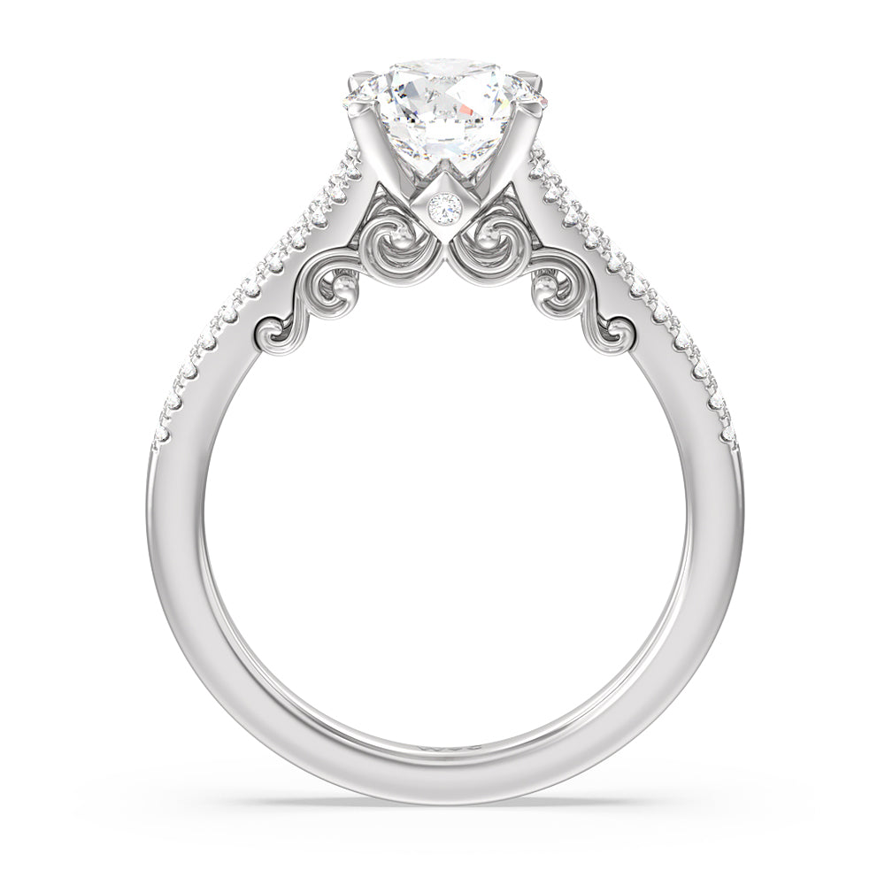 Round Cut Split Shank Hidden Accent Engagement Ring with Lab Grown Diamond in 14KT Platinum view 2
