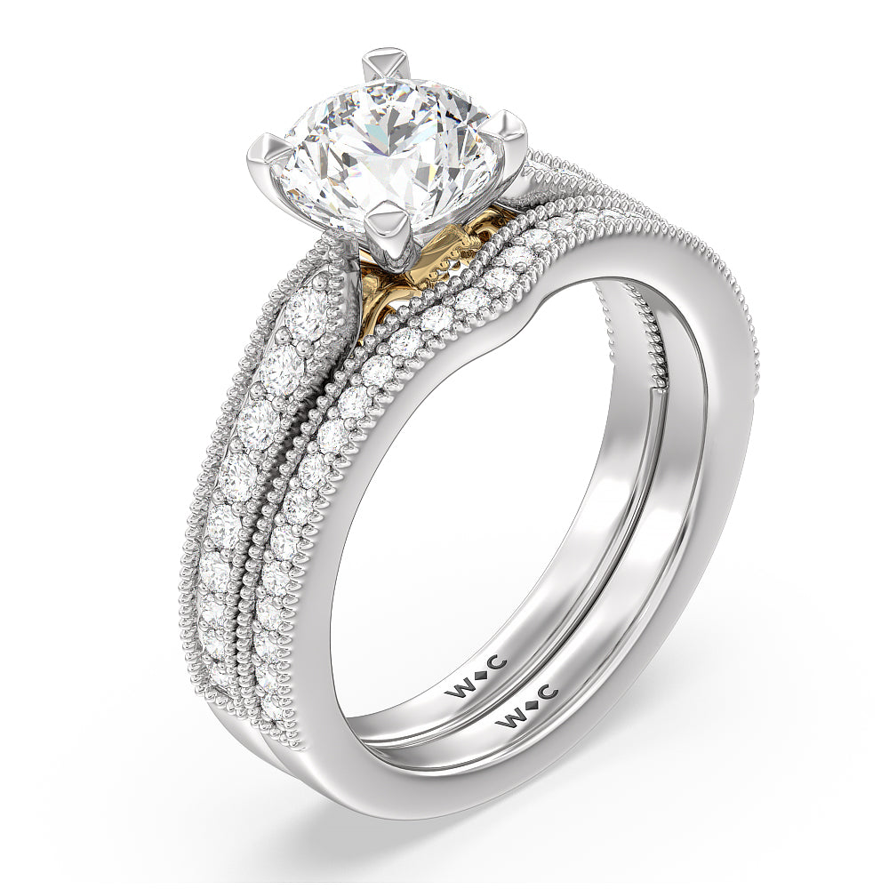 Hidden Accent Rings Milgrain Hidden Accent Engagement Ring – With Clarity