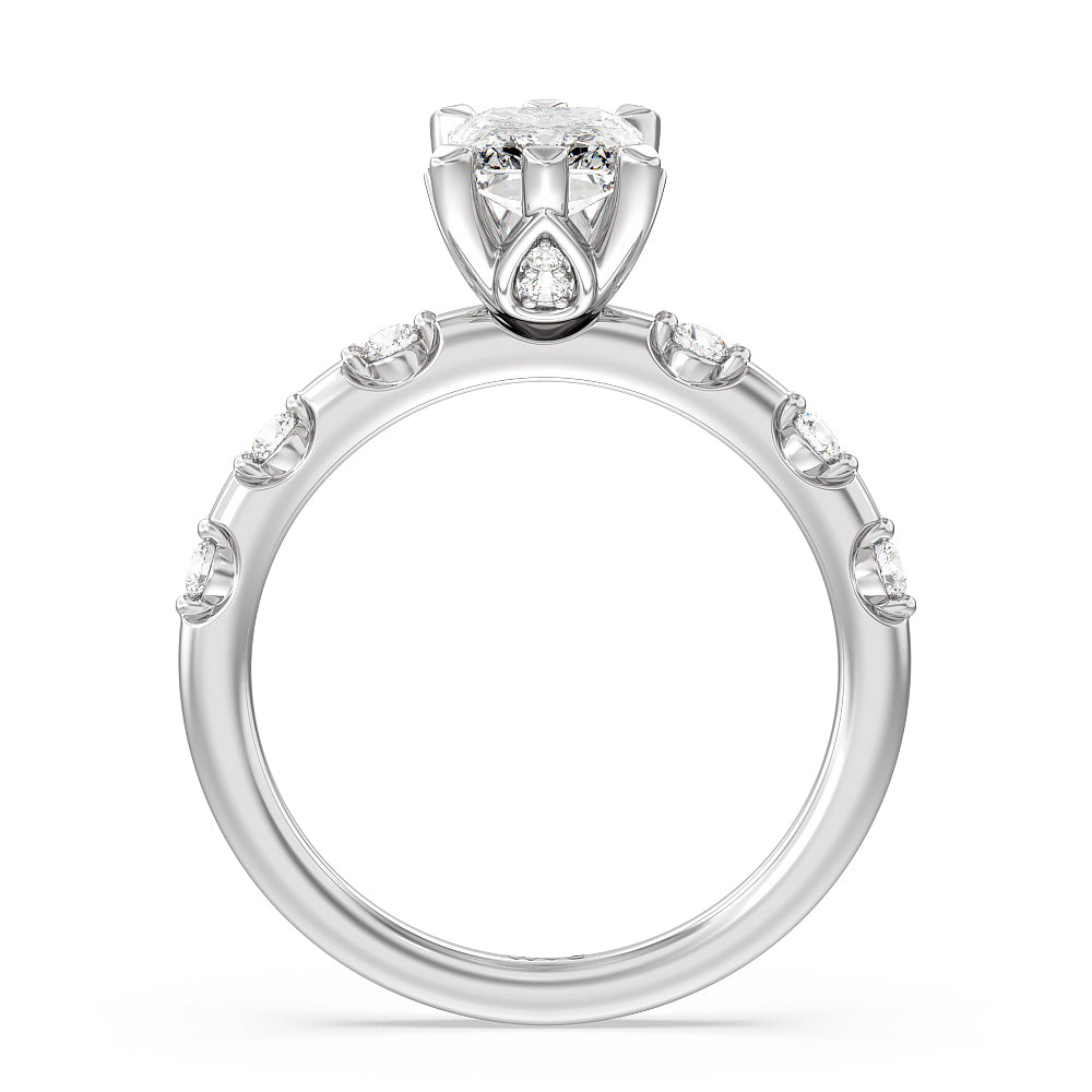 Hidden Accent Rings Petal 6 Claw Petal Hidden Accent Engagement Ring – With Clarity