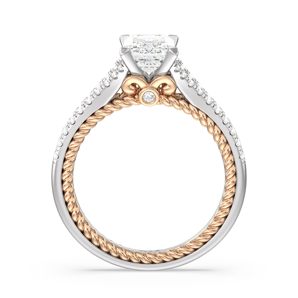 Hidden Accent Rings Split Shank Rope Hidden Accent 2 3/8 CTTW Round Cut Lab Grown Diamond ...