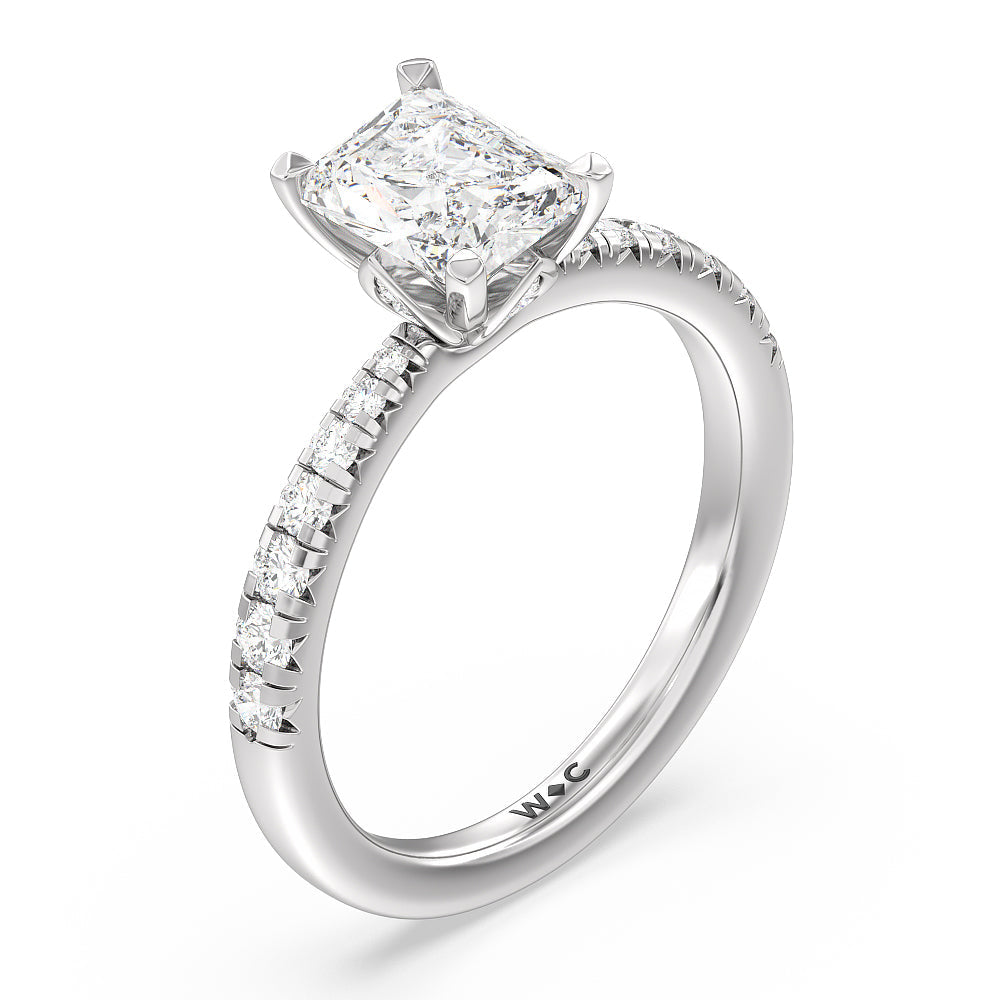 Petal Hidden Accent Engagement Ring with Radiant Cut Diamond in 14KT Platinum view 3
