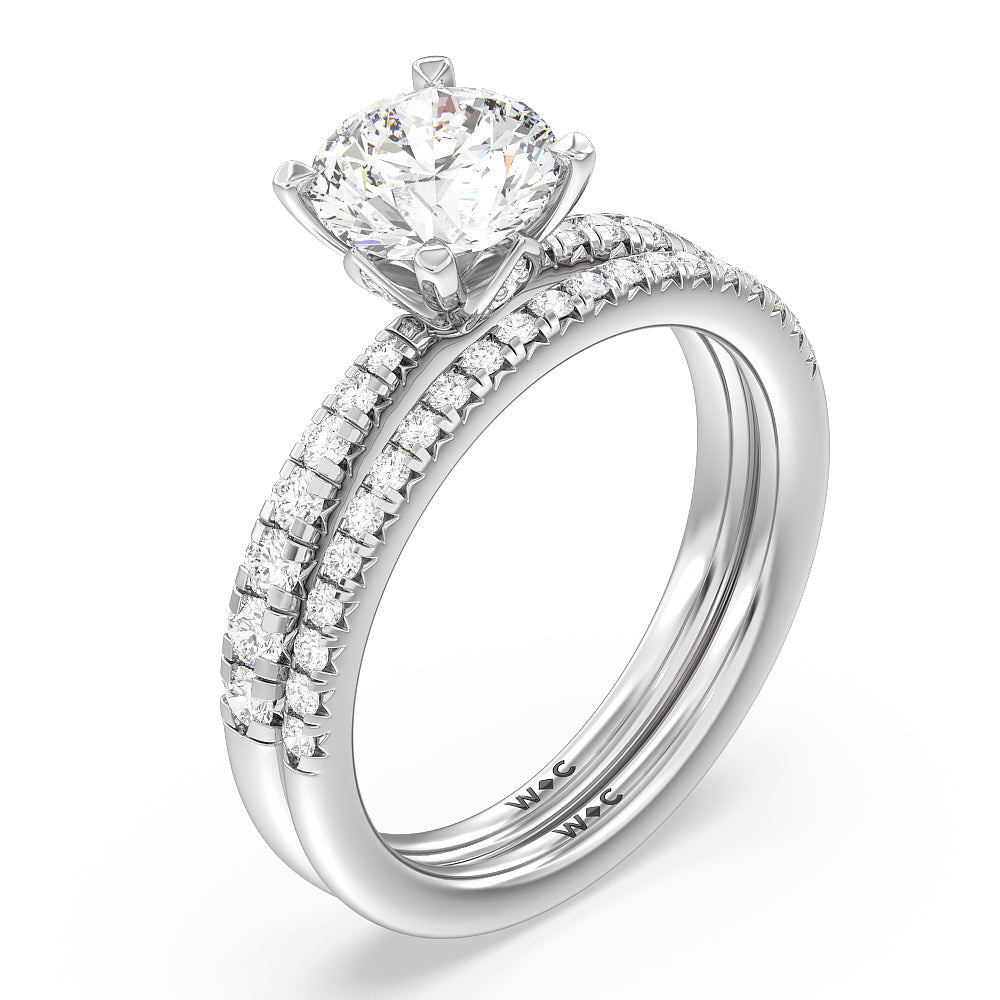 Petal Hidden Accent Engagement Ring with Oval Cut Diamond in 14KT White & Rose Gold view 4
