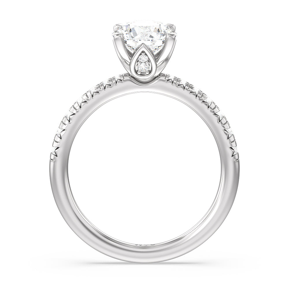 Petal Hidden Accent Engagement Ring with Round Cut Diamond in 14KT Platinum view 2
