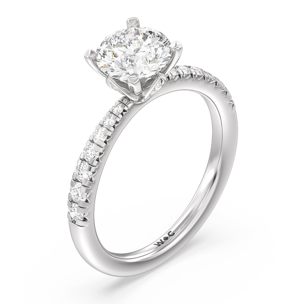 Petal Hidden Accent Engagement Ring with Round Cut Diamond in 14KT Platinum view 3

