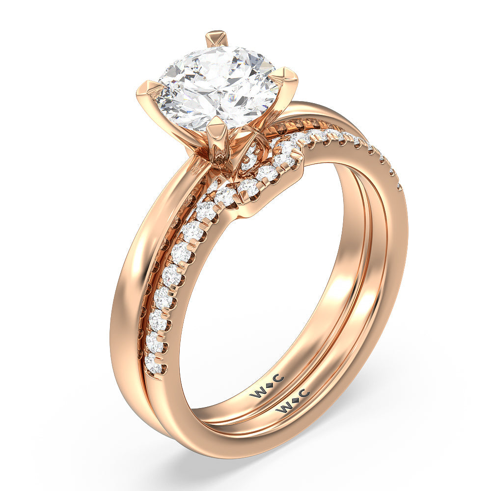 Cushion Cut Adorned Hidden Accent Diamond Engagement Ring with Lab Grown Diamond in 14KT Rose Gold view 4

