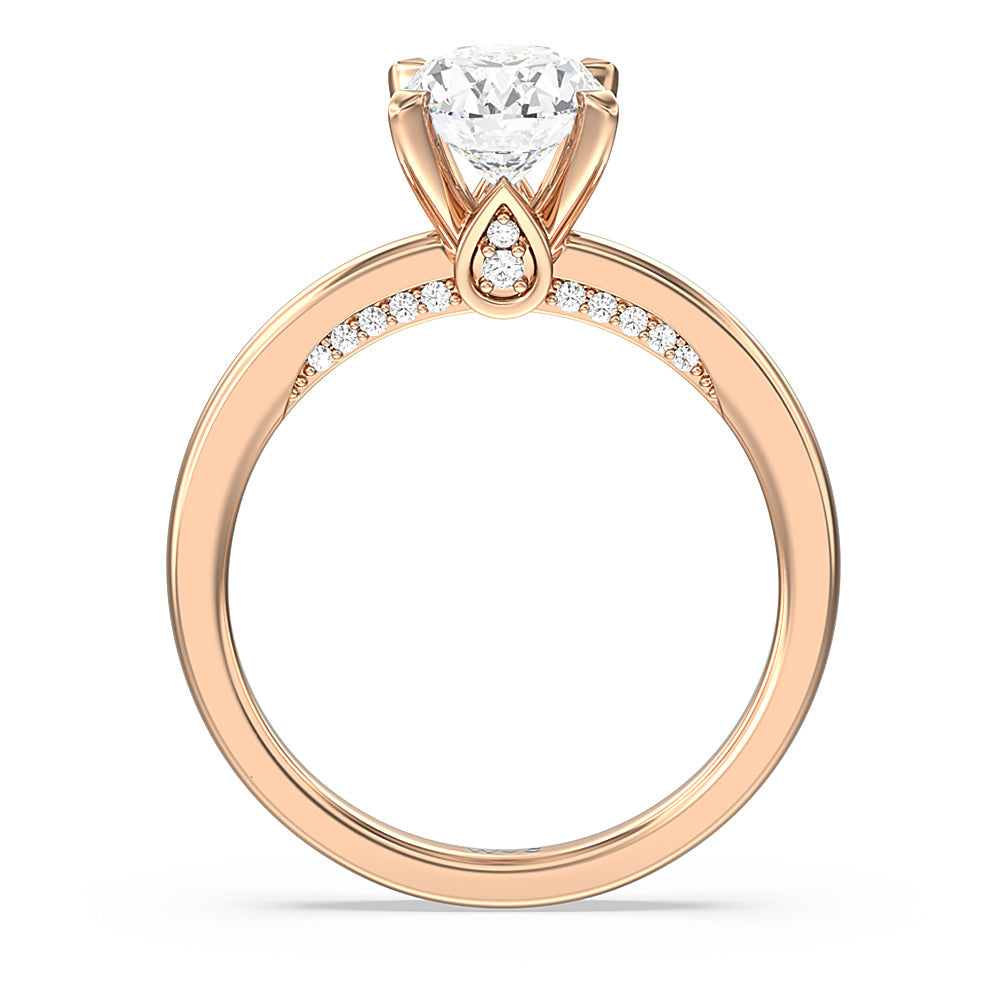 Oval Cut Adorned Hidden Accent Diamond Engagement Ring with Lab Grown Diamond in 14KT Rose Gold view 2
