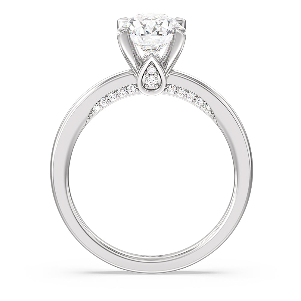 Oval Cut Adorned Hidden Accent Diamond Engagement Ring with Lab Grown Diamond in 14KT Platinum view 2
