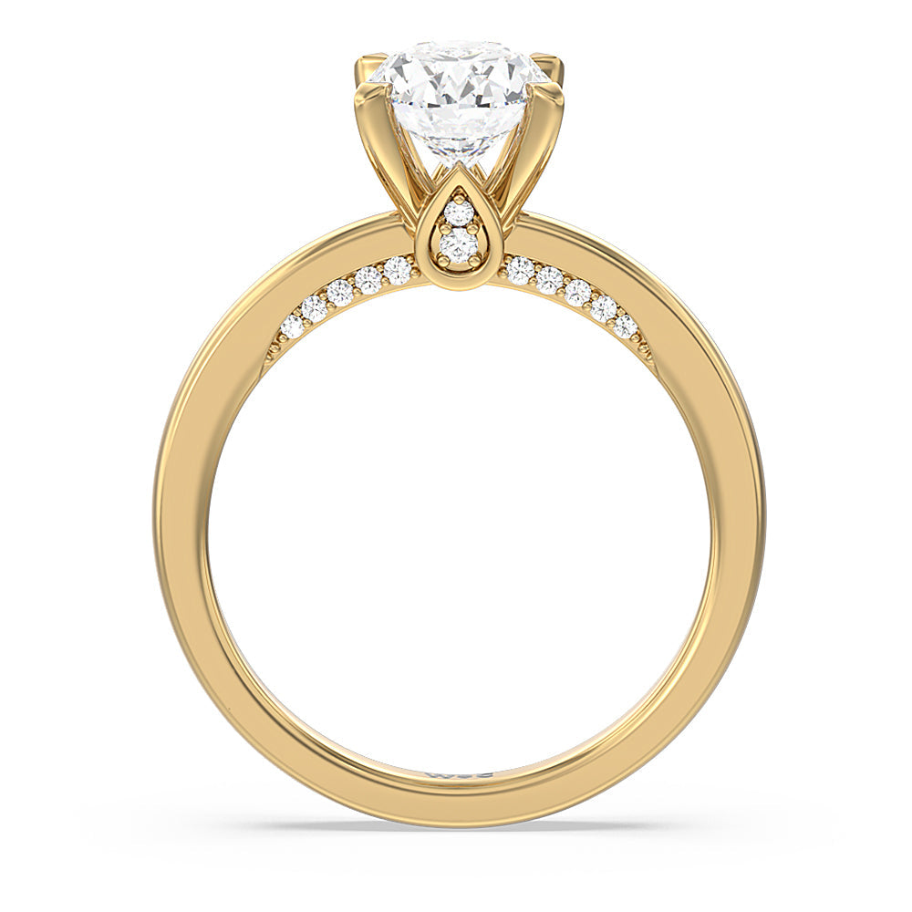 Oval Cut Adorned Hidden Accent Diamond Engagement Ring with Lab Grown Diamond in 14KT Yellow Gold view 2
