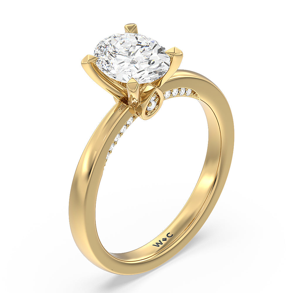 Oval Cut Adorned Hidden Accent Diamond Engagement Ring with Lab Grown Diamond in 14KT Yellow Gold view 3
