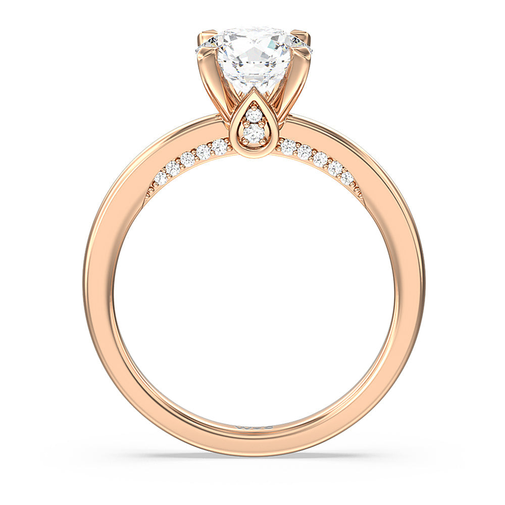 Round Cut Adorned Hidden Accent Diamond Engagement Ring with Lab Grown Diamond in 14KT Rose Gold view 2
