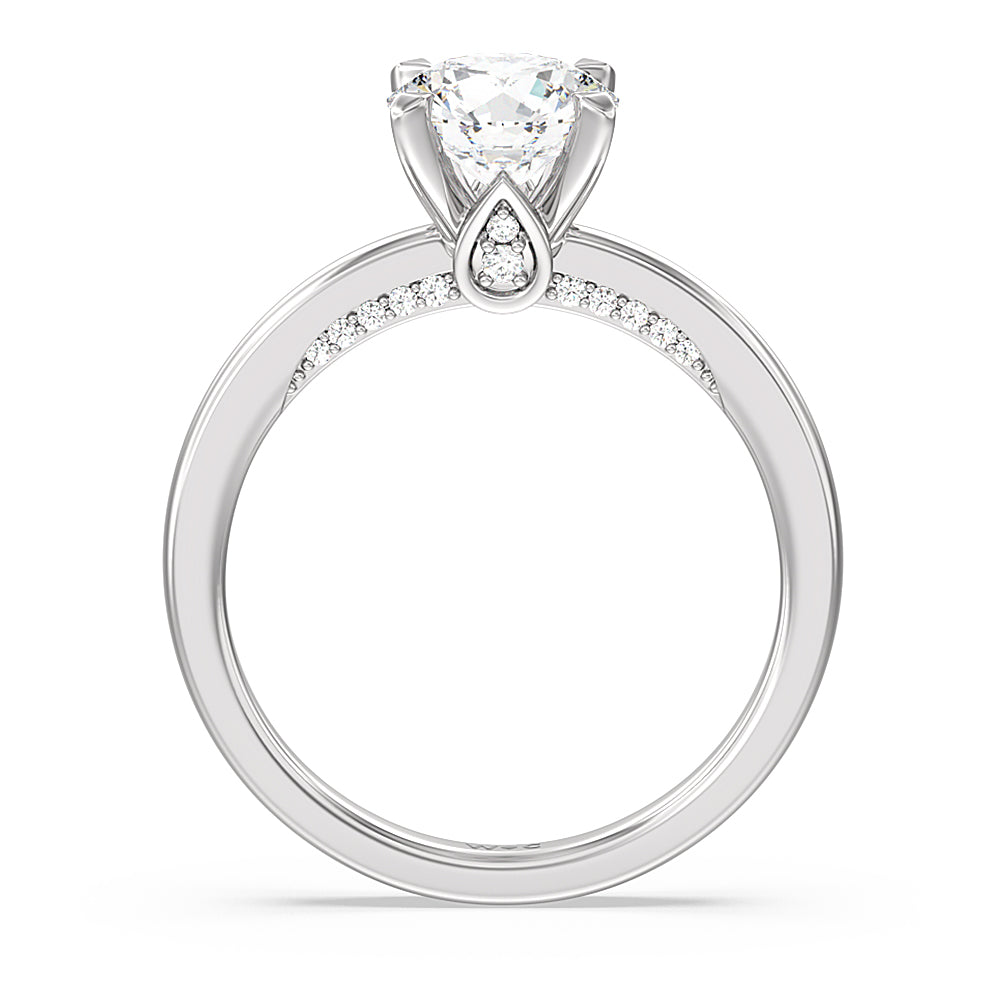 Round Cut Adorned Hidden Accent Diamond Engagement Ring with Lab Grown Diamond in 14KT Platinum view 2
