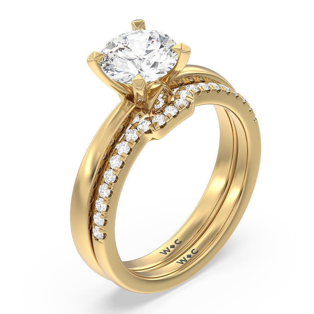 Round Cut Adorned Hidden Accent Diamond Engagement Ring with Lab Grown Diamond in 14KT Yellow Gold view 4
