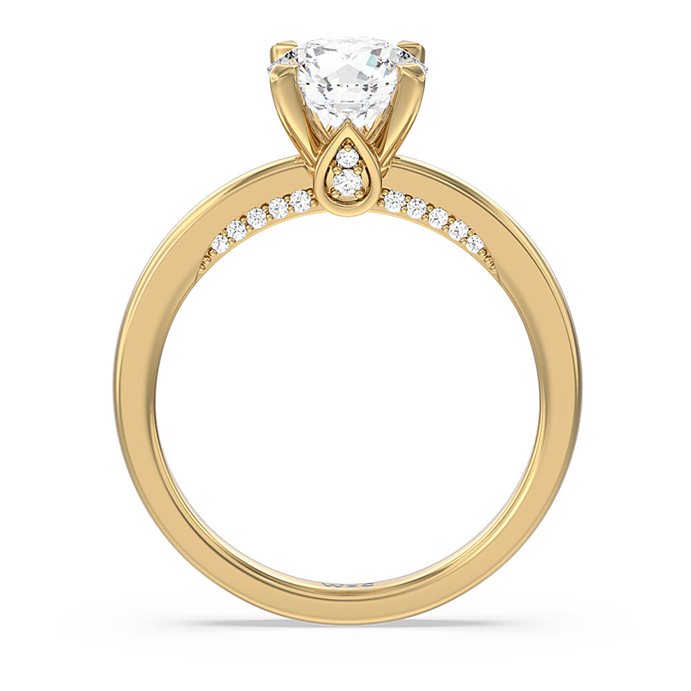 Round Cut Adorned Hidden Accent Diamond Engagement Ring with Lab Grown Diamond in 14KT Yellow Gold view 2
