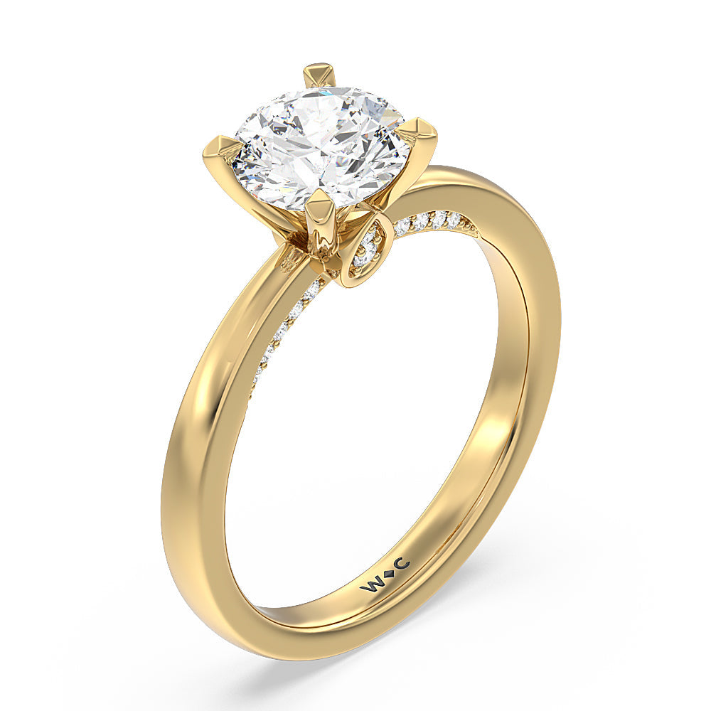 Round Cut Adorned Hidden Accent Diamond Engagement Ring with Lab Grown Diamond in 14KT Yellow Gold view 3

