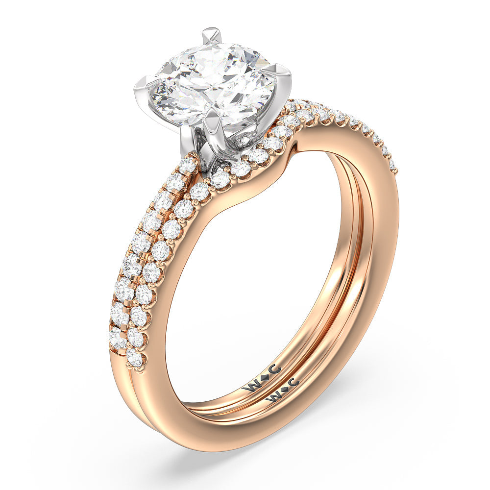 Hidden Heart Pave Engagement Ring with Oval Cut Diamond in 14KT White & Rose Gold view 4
