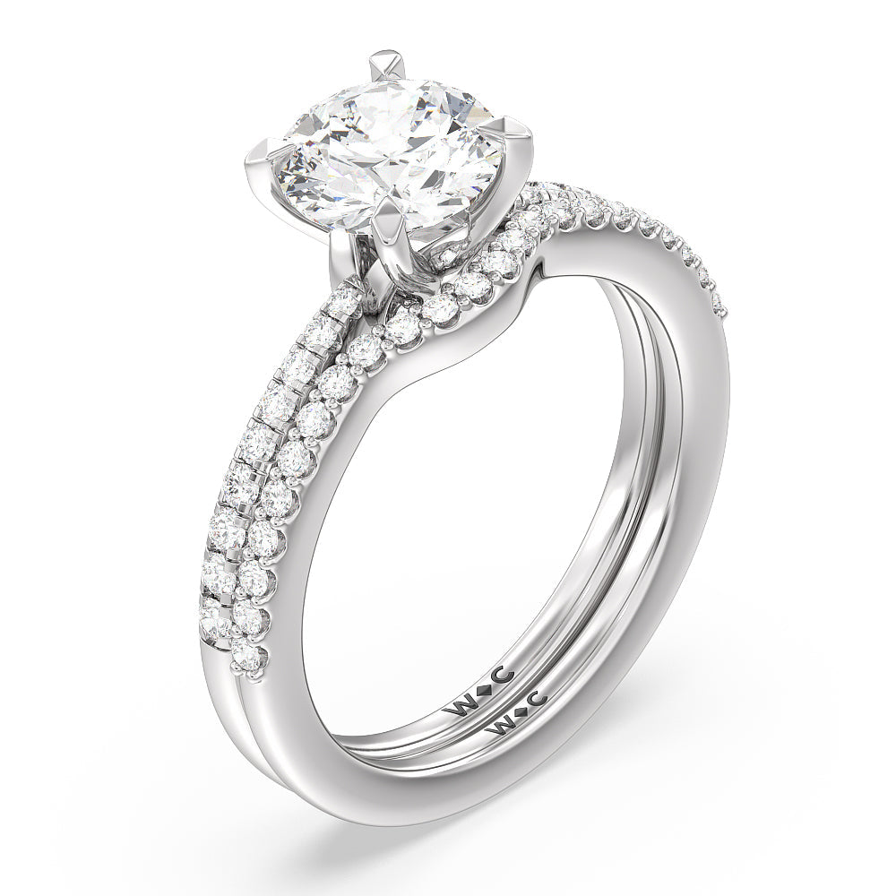 Hidden Heart Pave Engagement Ring with Oval Cut Diamond in 14KT Platinum view 4
