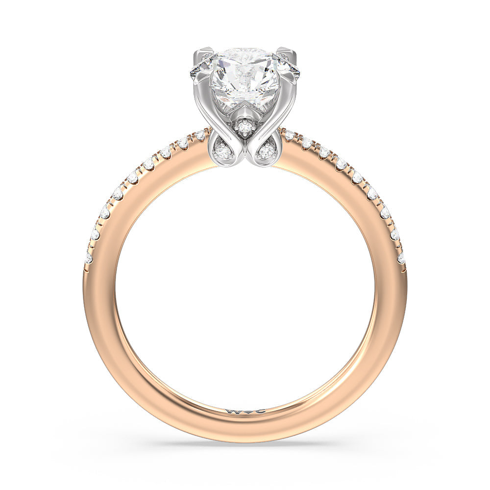 Hidden Heart Pave Engagement Ring with Round Cut Diamond in 14KT White & Rose Gold view 2
