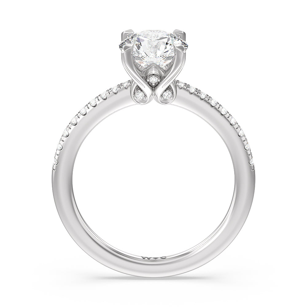 Hidden Heart Pave Engagement Ring with Round Cut Diamond in 14KT Platinum view 2
