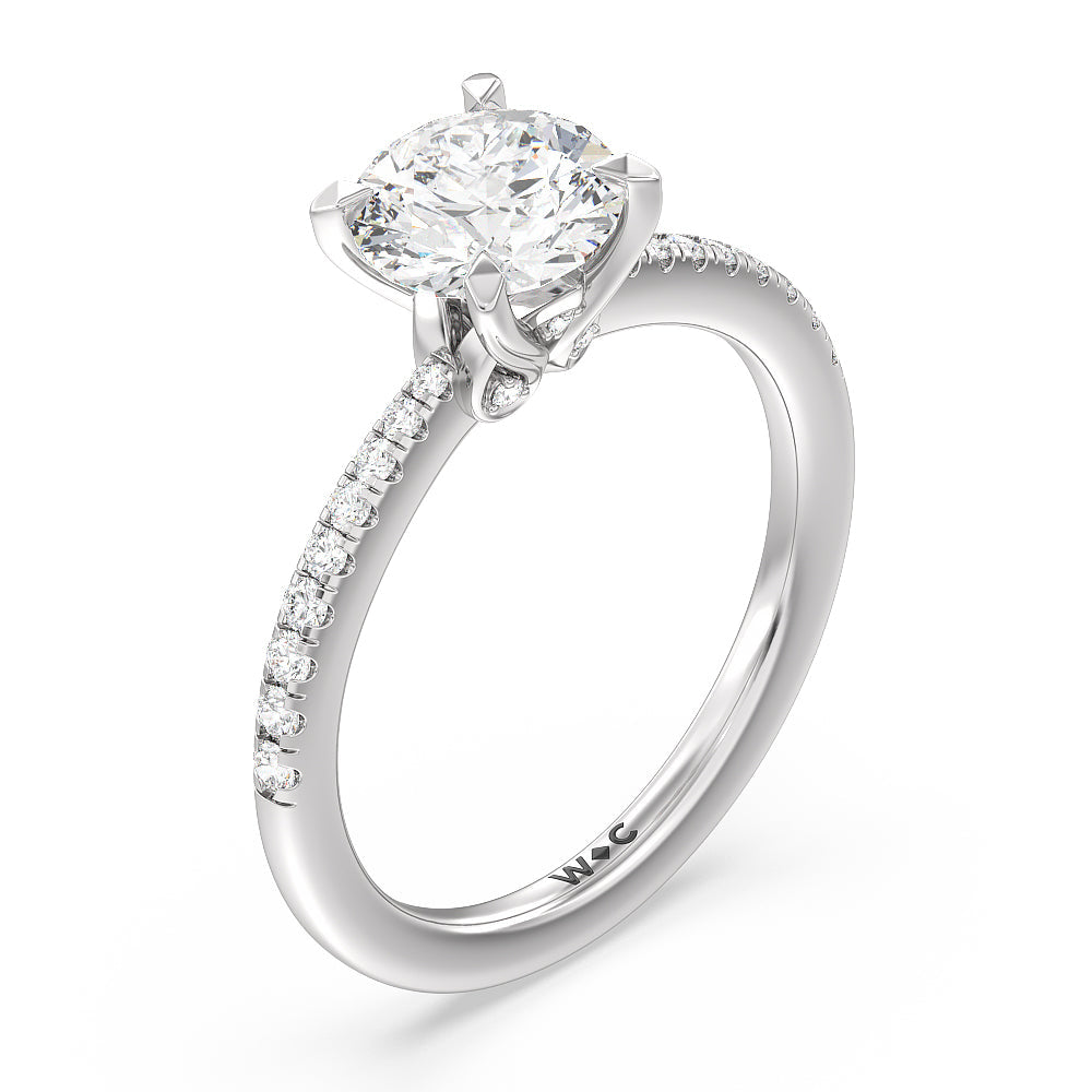 Hidden Heart Pave Engagement Ring with Round Cut Diamond in 14KT Platinum view 3
