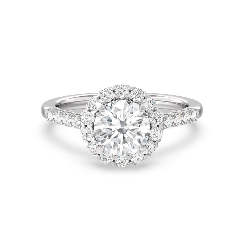 Shared Prong Halo Petal Engagement Ring