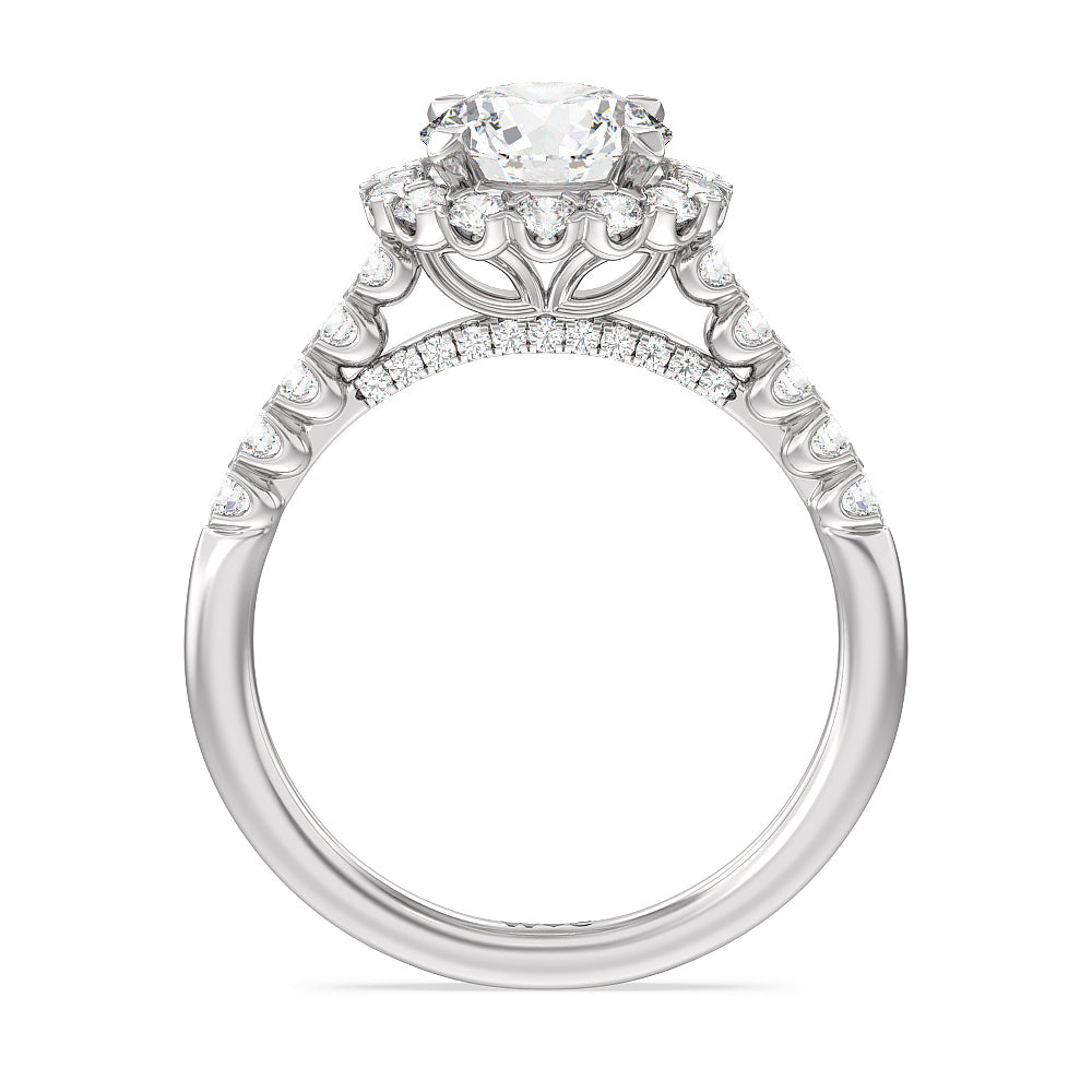 White Gold Radiant Cut Simple Halo Ring | Plum Diamonds