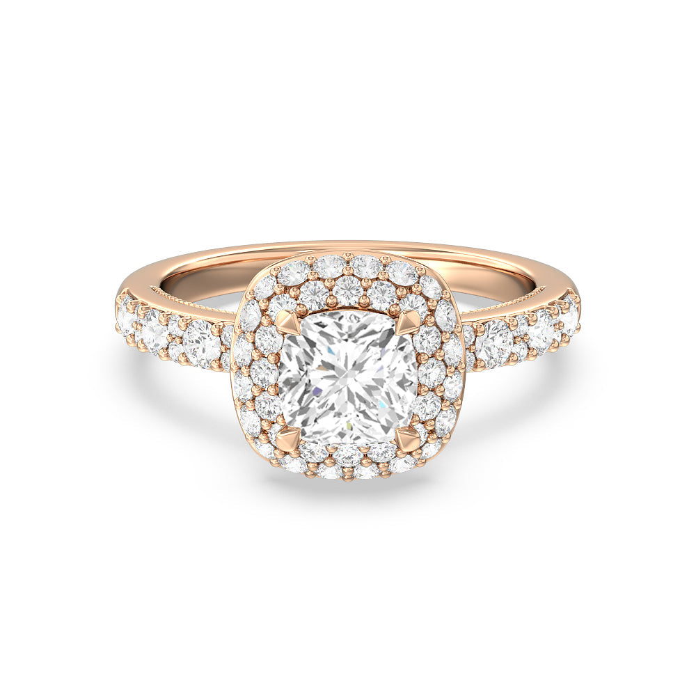 Cushion Cut Diamond Ring With Halo