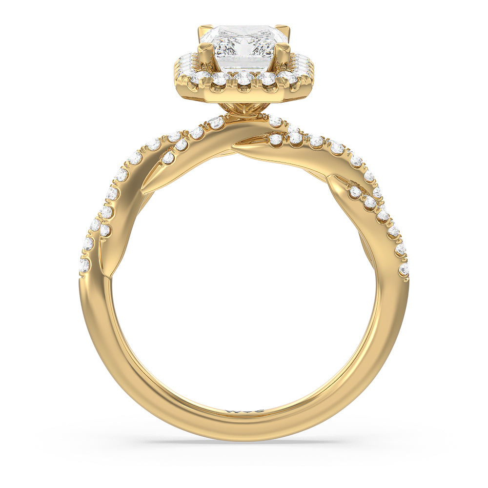 Twisted Vine Halo Engagement Ring with Radiant Cut Diamond in 14KT Yellow Gold view 2

