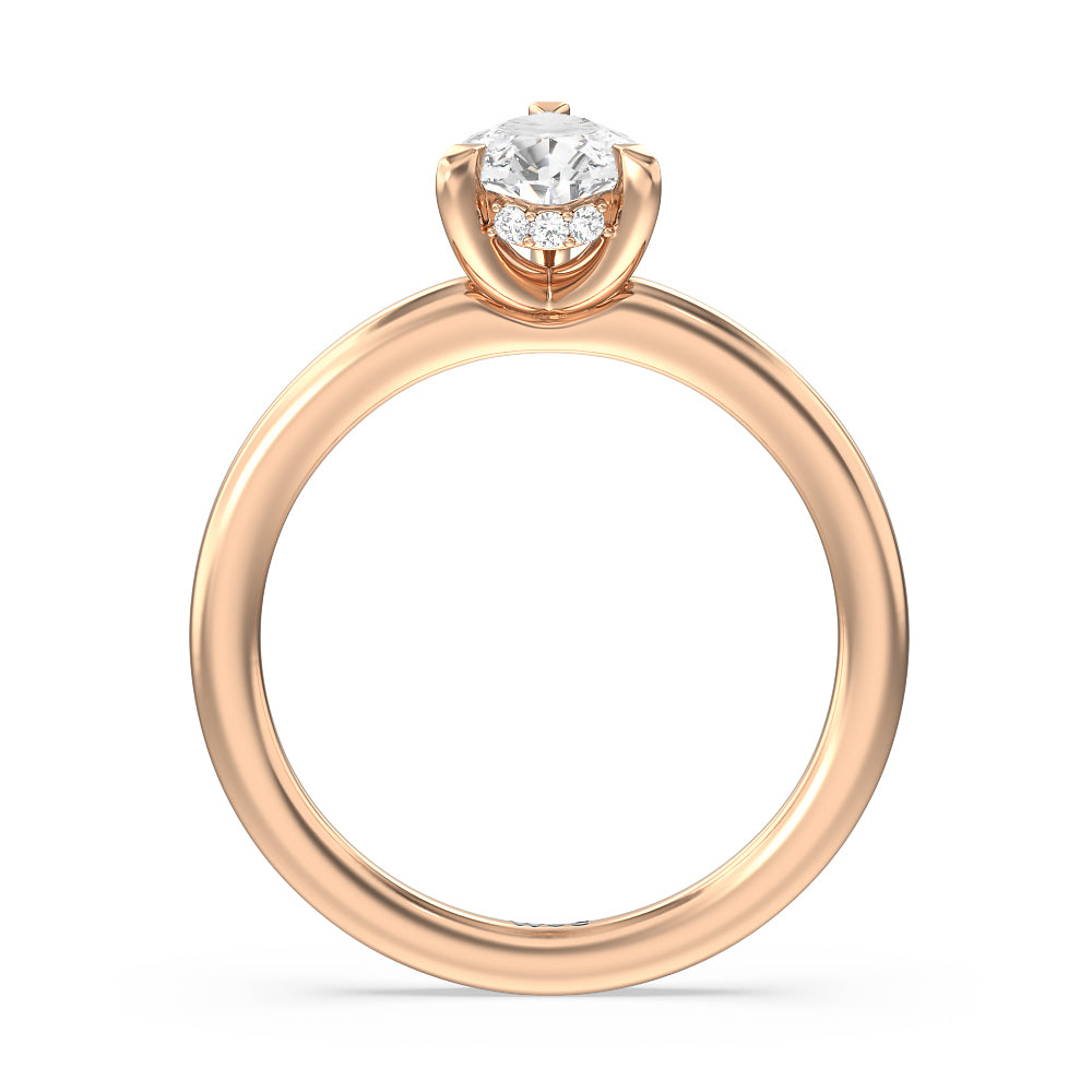 Fine Line Hidden Halo Engagement Ring with Pear Cut Diamond in 14KT Rose Gold view 2
