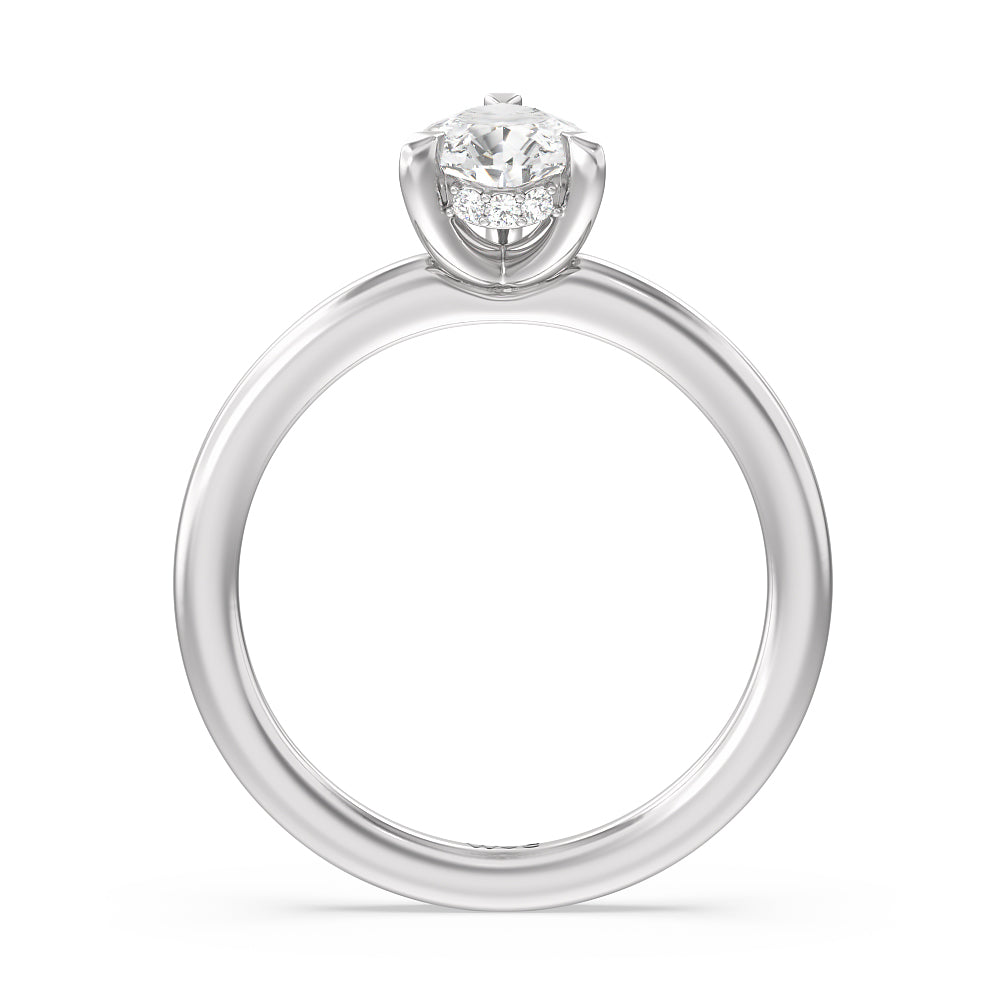 Fine Line Hidden Halo Engagement Ring with Pear Cut Diamond in 14KT Platinum view 2
