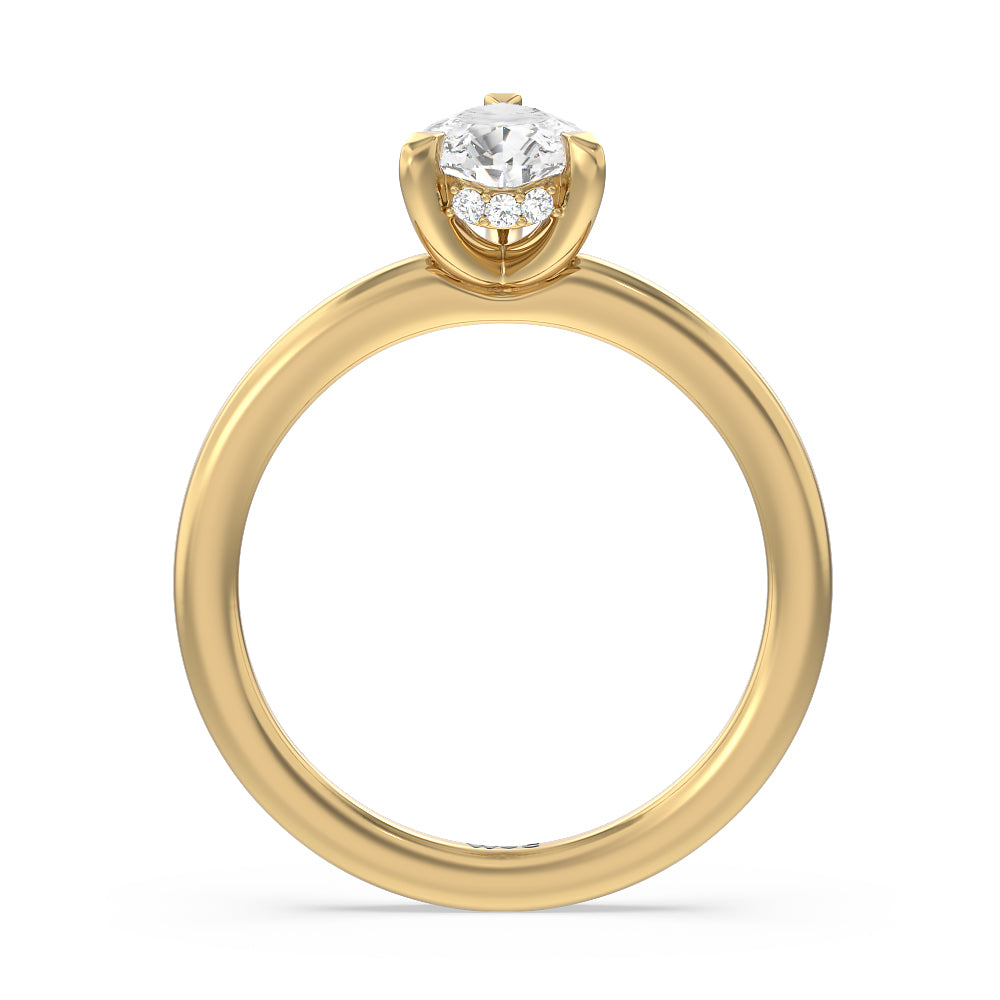 Fine Line Hidden Halo Engagement Ring with Pear Cut Diamond in 14KT Yellow Gold view 2
