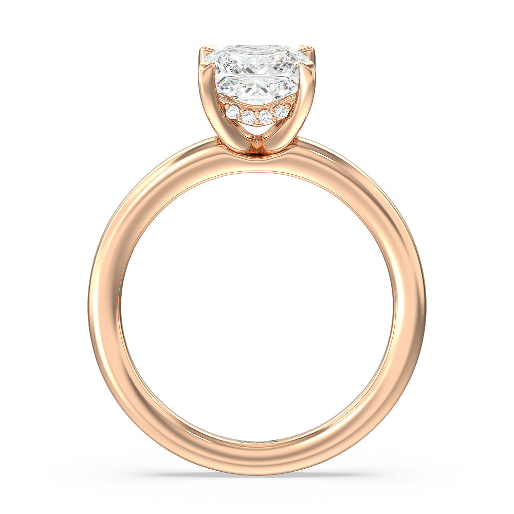 Fine Line Hidden Halo Engagement Ring with Princess Cut Diamond in 14KT Rose Gold view 2
