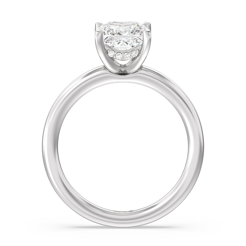 Fine Line Hidden Halo Engagement Ring with Princess Cut Diamond in 14KT Platinum view 2
