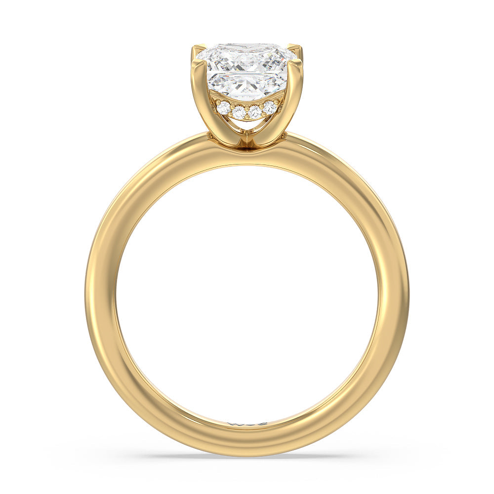 Fine Line Hidden Halo Engagement Ring with Princess Cut Diamond in 14KT Yellow Gold view 2
