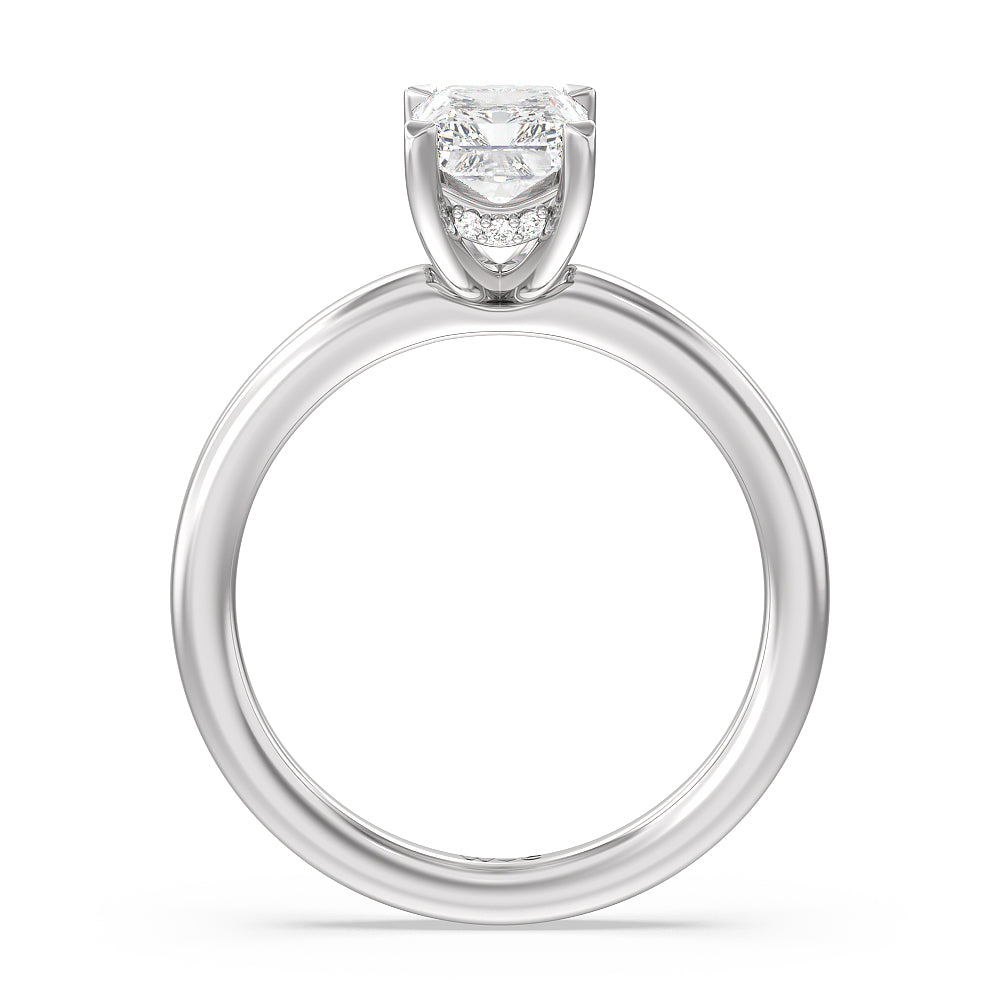Fine Line Hidden Halo Engagement Ring with Radiant Cut Diamond in 14KT Platinum view 2
