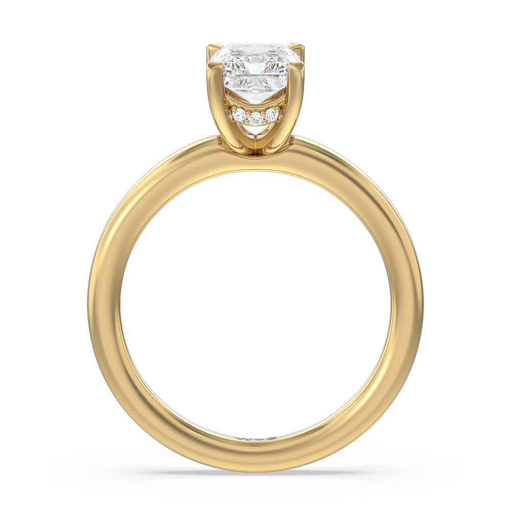 Fine Line Hidden Halo Engagement Ring with Radiant Cut Diamond in 14KT Yellow Gold view 2
