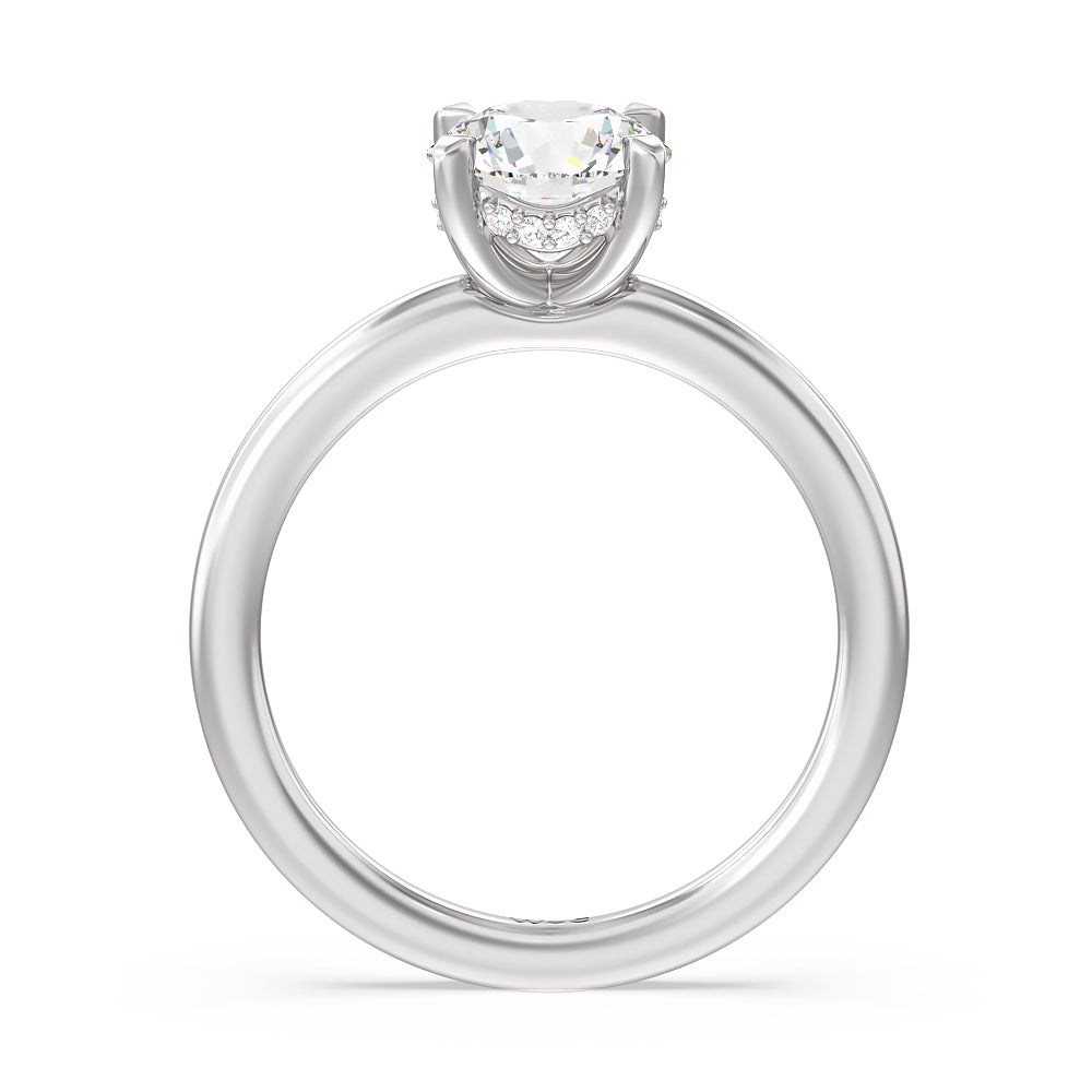 Fine Line Hidden Halo Engagement Ring with Round Cut Diamond in 14KT Platinum view 2
