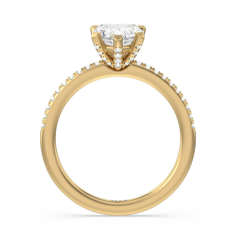 Heart Cut Fine Line Pave Engagement Ring with Lab Grown Diamond in 14KT Yellow Gold view 2
